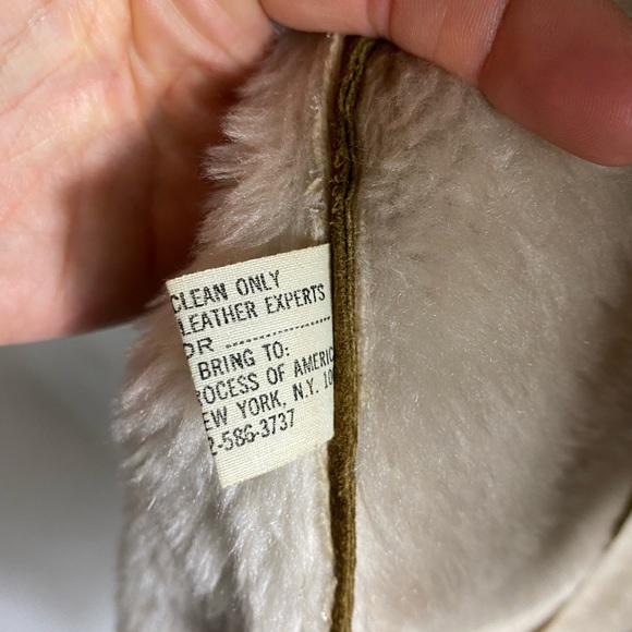 VINTAGE Genuine Suede Penny Lane Faux Fur Trim Belted Trench Coat Brown Small - Picture 8 of 12